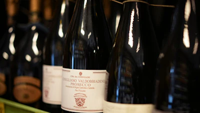 Bottles of Prosecco at a wine shop in Rome, Feb. 6, 2025.