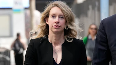Former Theranos CEO Elizabeth Holmes leaves federal court in San Jose, Calif., March 17, 2023.