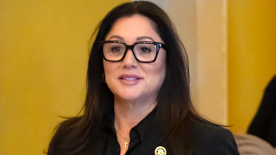 Former Rep. Lori Chavez-DeRemer, R-Ore., President-elect Donald Trump's pick for Secretary of Labor, left, is pictured on Capitol Hill, Jan. 14, 2025, in Washington.