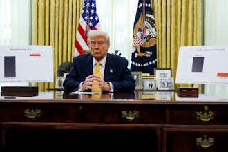 President Donald Trump delivers remarks in the Oval Office of the White House in Washington, Friday, March 7, 2025.