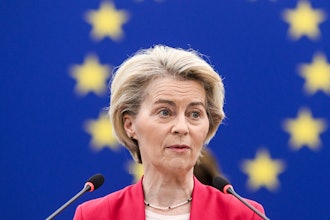 European Commission president Ursula von der Leyen addresses the European Parliament, Strasbourg, France, March 11, 2025.