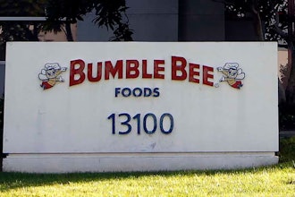This Oct. 15, 2012 file photo shows the front of the Bumble Bee tuna processing plant in Santa Fe Springs, Calif.