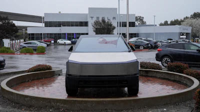 A Cybertruck at a Tesla dealership in Dublin, Calif., Wednesday, March 12, 2025.
