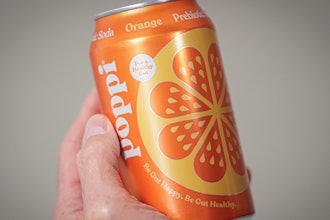 A can of Poppi prebiotic soda is shown on April 10, 2024, in New York.