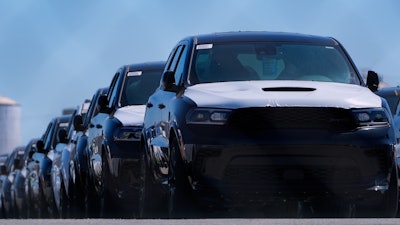 New vehicles are seen at an auto-processing facility at the Atlantic Terminal of the Port of Baltimore, Thursday, March 27, 2025, in Baltimore.