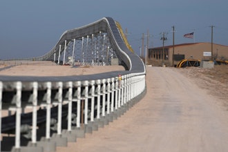 A 42-mile conveyor belt by Atlas Energy carries sand needed for hydraulic fracturing Wednesday, Feb. 26, 2025, in Kermit, Texas.