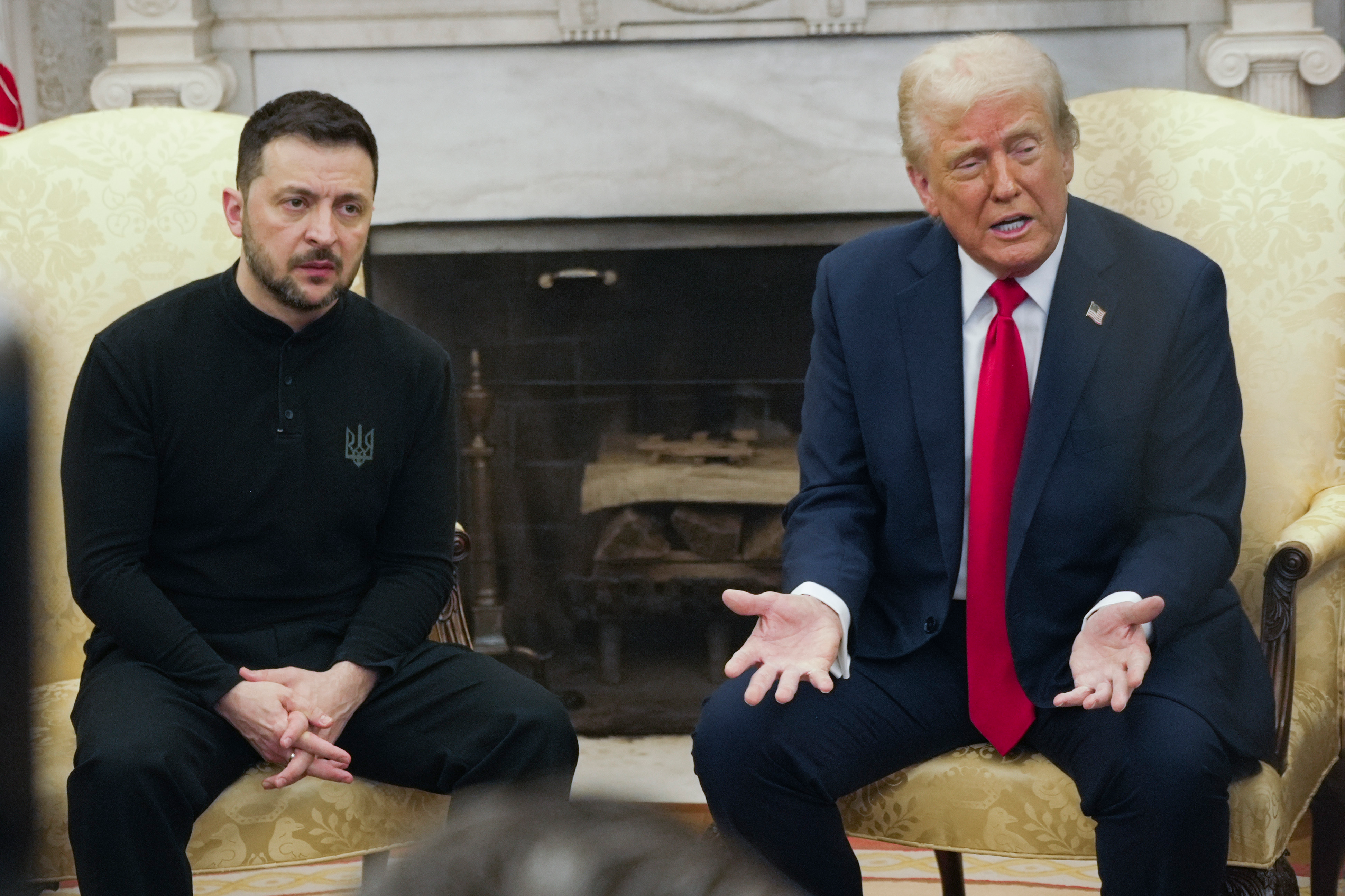 President Donald Trump, right, meets with Ukrainian President Volodymyr Zelenskyy in the Oval Office at the White House, Friday, Feb. 28, 2025, in Washington.