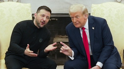 President Donald Trump, right, meets with Ukrainian President Volodymyr Zelenskyy in the Oval Office at the White House, Feb. 28, 2025, in Washington.