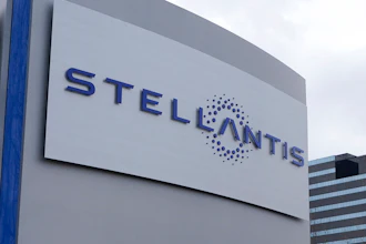 The Stellantis sign is seen outside the Chrysler Technology Center, Jan. 19, 2021, in Auburn Hills, Mich. Stellantis on April 26, 2023.