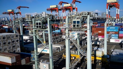 Tokyo Container Terminal is seen in Tokyo on Feb. 19, 2025.