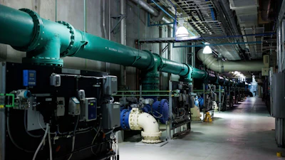 Equipment sits inside the Sweeney Water Treatment Plant, which processes water for much of New Hanover County in Wilmington, N.C., Monday, April 28, 2025.