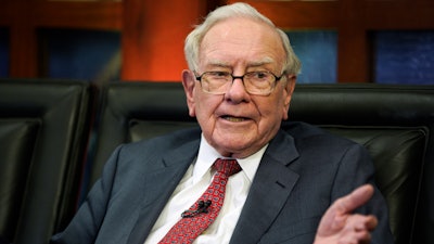 Berkshire Hathaway Chairman and CEO Warren Buffett speaks during an interview with Liz Claman on Fox Business Network's 'Countdown to the Closing Bell,' May 7, 2018, in Omaha, Neb.