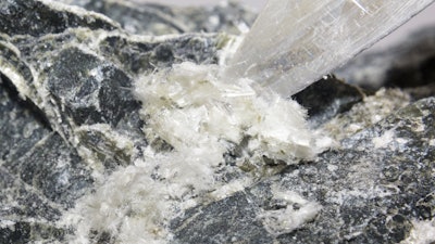 Asbestos fibers from a stone.