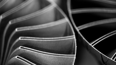 Steel blades of a turbine propeller that were 3D printed.