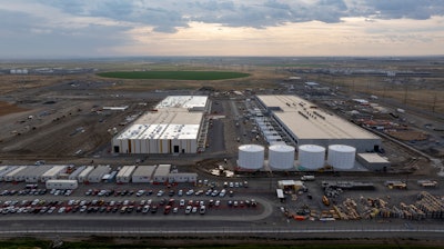 Construction is seen at an Amazon Web Services data center on Aug. 22, 2024, in Boardman, Ore.