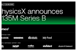 PhysicsX Series B Announcement panel.