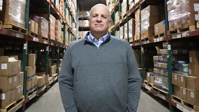 Rick Woldenberg, CEO of Learning Resources, an educational toy company whose products are manufactured in China, stands at a warehouse in Vernon Hills, Ill., April 11, 2025.