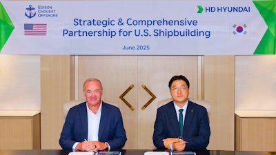 Hannae Choi, Vice President and Head of Corporate Planning Division at HD Korea Shipbuilding & Offshore Engineering (right), and Dino Chouest, Executive Vice President of ECO.