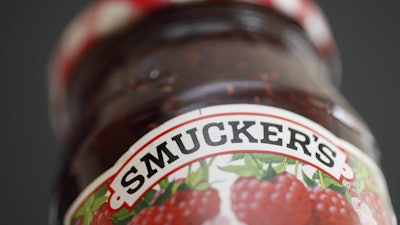 A jar of Smucker's preserves is displayed on Aug. 16, 2010 in Philadelphia.