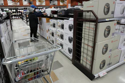 Shoppers shop electric rice cookers imported from Japan and Korea at the H Mart in Niles, Ill., April 3, 2025.