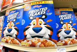 A shelf of Kellogg's Frosted Flakes cereal at a market in Homestead, Pa., Feb. 24, 2025.