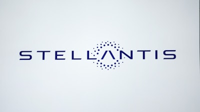A Stellantis logo is shown at the North American International Auto Show in Detroit, Sept. 13, 2023.