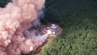 An advanced large solid rocket motor hot fire test conducted at L3Harris’ Camden, Arkansas, site.