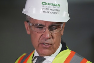 Prime Minister Mark Carney tours the Gorman Brothers Lumber sawmill in West Kelowna, B.C., August 5, 2025.