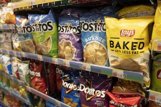 Potato chips are displayed at a store in New York, March 25, 2021.