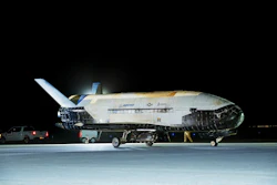 This photo provided by United States Space Force the X-37B Orbital Test Vehicle-7 (OTV-7), the U.S. Space Force's dynamic unmanned spaceplane, successfully deorbited and landed at Vandenberg Space Force Base, Calif., March 7, 2025.