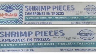 Kroger Mercado Cooked Medium Peeled Tail-Off Shrimp recalled by AquaStar USA Corp. of Seattle.