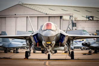 F-35 Lightning II fighter jet, powered by F135 engines.