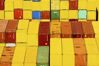 Cargo containers at a shipping terminal at the Port of Oakland, Aug. 6, 2025, Oakland, Calif.