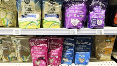 Organic sugars displayed on shelves at a grocery store in Deerfield, Ill., Sept. 17, 2025.
