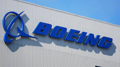 The Boeing logo is displayed at the company's factory, Sept. 24, 2024, in Renton, Wash.