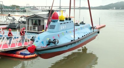 The submersible unmanned vessel (SUV), 'Blue Whale,' serves as the core observation node within the Intelligent Swift Ocean Observing System (ISOOS), funded by the National Natural Science Foundation of China.