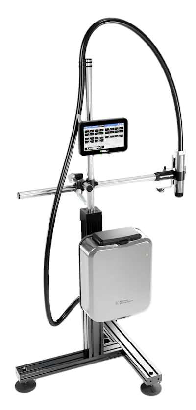 The Matthews Marking Systems MPERIA Axian Inkjet AX1000 on a stand.