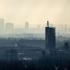 The city center of Essen is seen through the fog as German Federal Environment Agency warns about poor air quality in Germany due to fine dust pollution, Essen, Germany, Feb. 12, 2025.