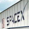 A SpaceX logo is displayed on a building on May 26, 2020, at the Kennedy Space Center in Cape Canaveral, Fla.