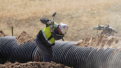 Construction continues at the Lithium Nevada Corp. mine site Thacker Pass project, April 24, 2023, near Orovada, Nev.
