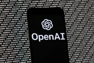 The OpenAI logo appears on a mobile phone in front of a computer screen with random binary data, March 9, 2023, in Boston.