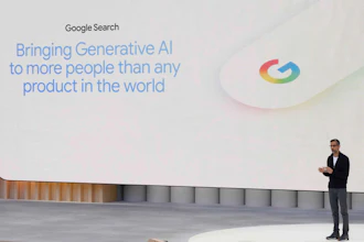 Alphabet CEO Sundar Pichai speak at a Google I/O event in Mountain View, Calif., Tuesday, May 20, 2025.