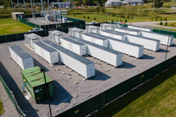A large lithium battery energy storage system operated by Key Capture Energy that can power 15,000 homes for two hours during outages or high demand sits surrounded by a fence in Blasdell, N.Y., Tuesday, Sept. 9, 2025.