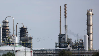 A general view of MOL's Danube refinery which produces fuel from Russian crude oil in Százhalombatta, Hungary, on Sept. 27, 2025.