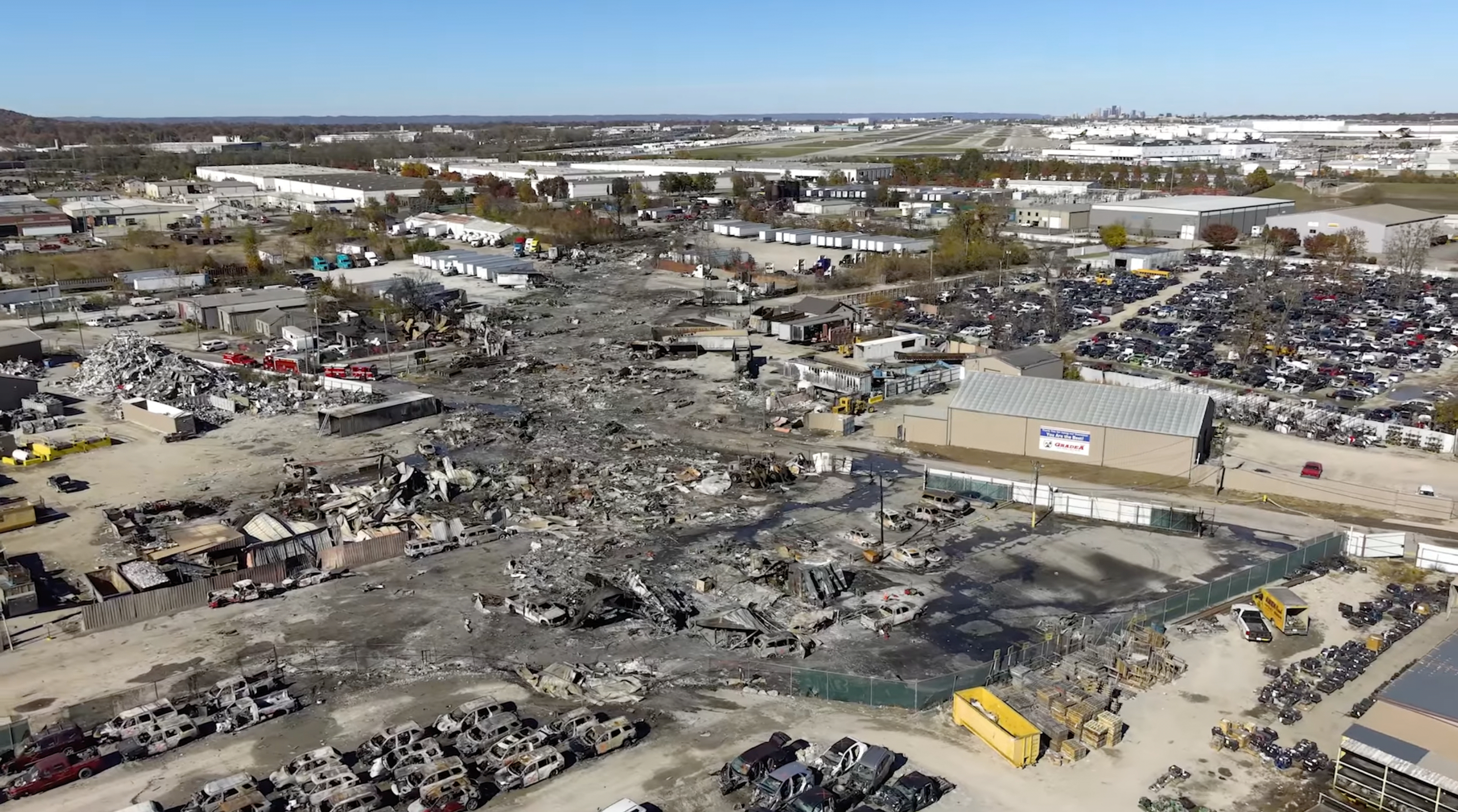 This photo provided by the National Transportation Safety Board shows UPS plane crash scene on Nov. 6, 2025 in Louisville, Ky.