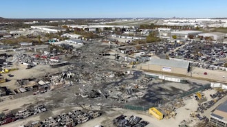 This photo provided by the National Transportation Safety Board shows UPS plane crash scene on Nov. 6, 2025 in Louisville, Ky.