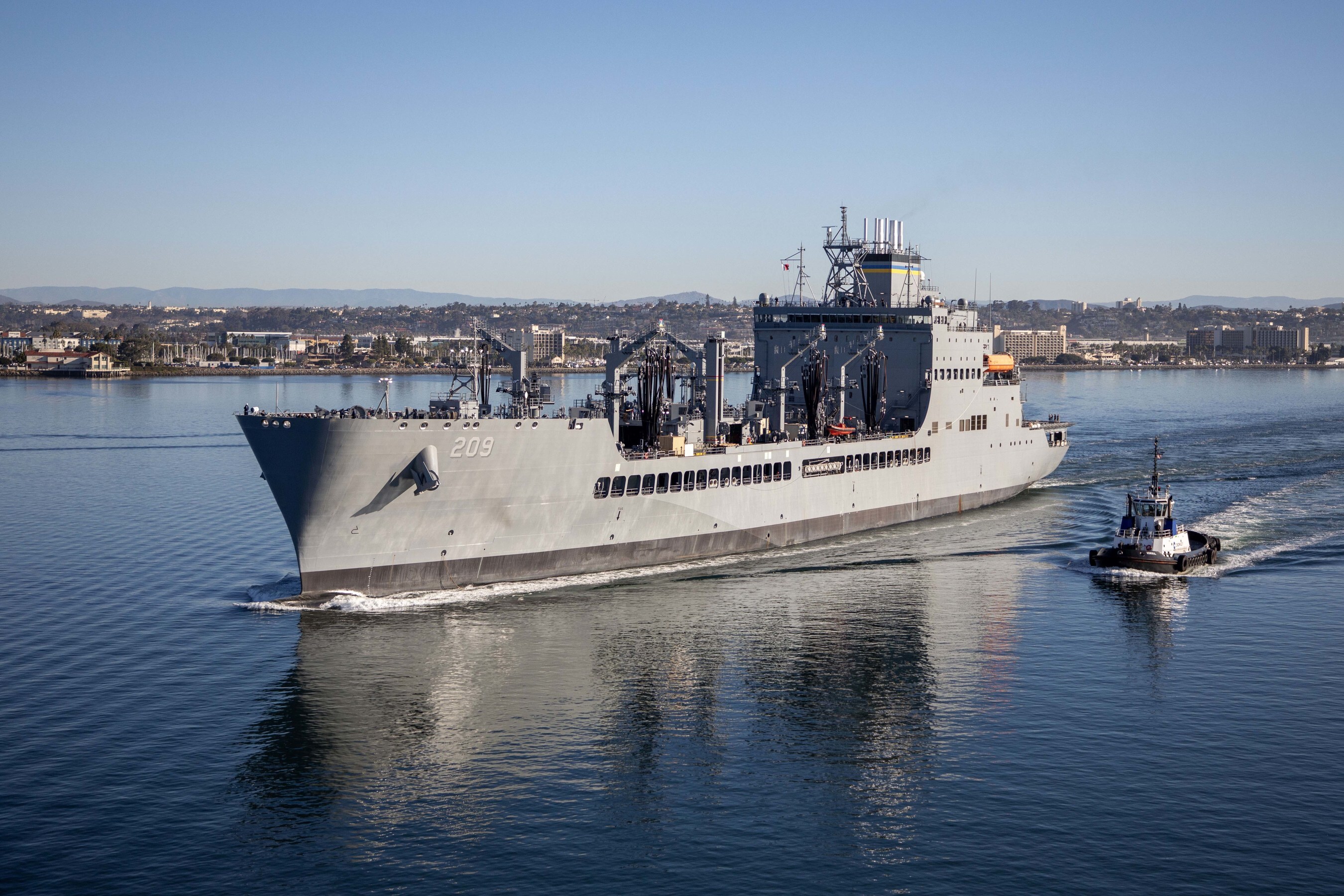 General Dynamics Nassco's T-AO 209 during Sea Trials departing San Diego.