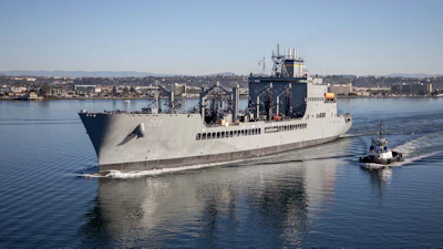 General Dynamics Nassco's T-AO 209 during Sea Trials departing San Diego.