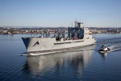 General Dynamics Nassco's T-AO 209 during Sea Trials departing San Diego.