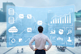 Professional analyzing data visualization dashboard with business analytics charts